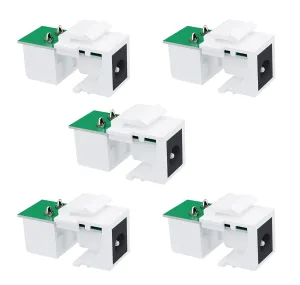DC Keystone Jack, Power, 12v, 5.5mm x 2.1mm Connector for Keystone Wall Plate (5-Pack Screw Terminal)