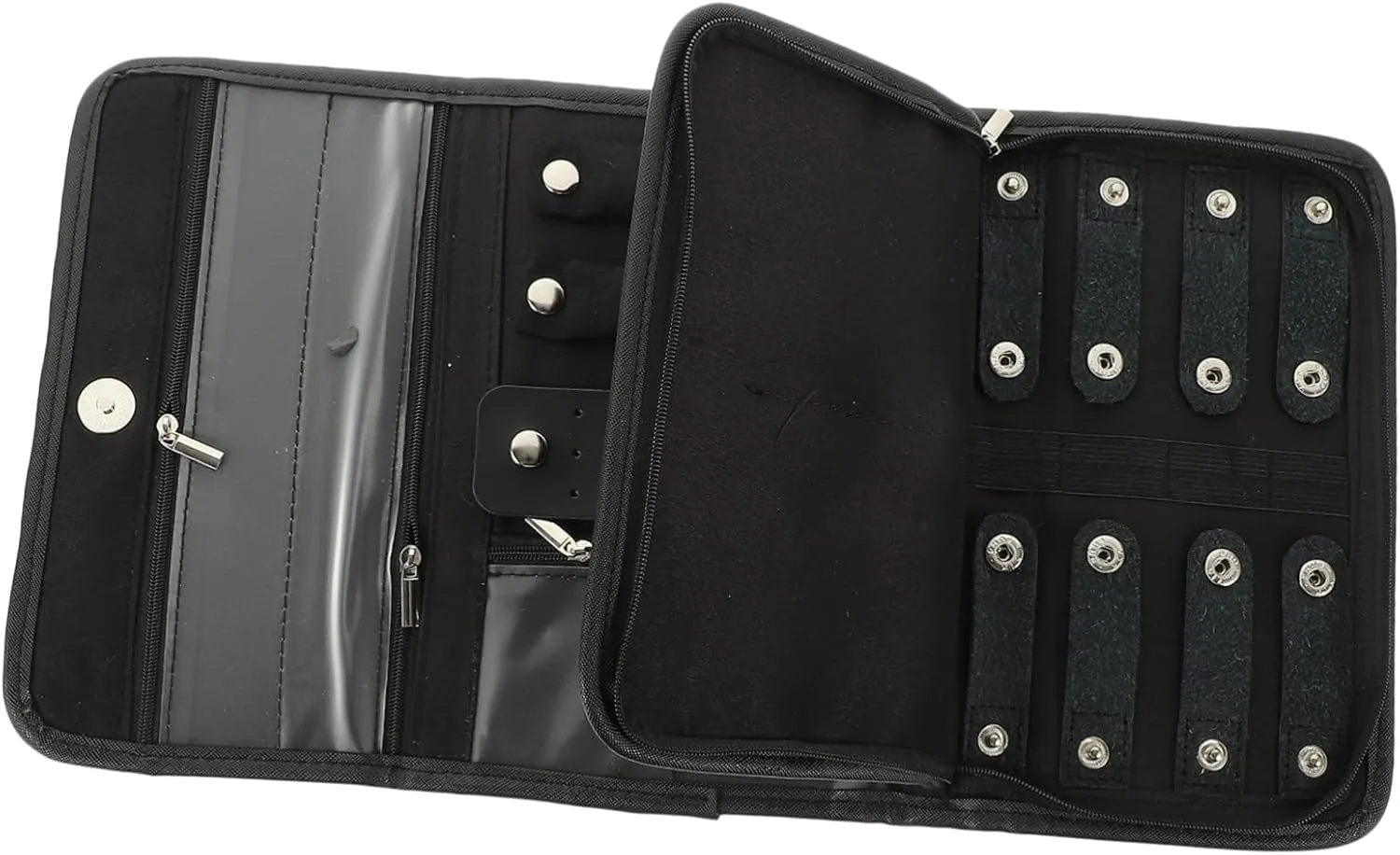 DECHOUS Foldable Jewelry Roll Bag Compact Travel Organizer for Necklaces Earrings Bracelets Safe Storage Case Black Multifunctional Jewelry Pouch