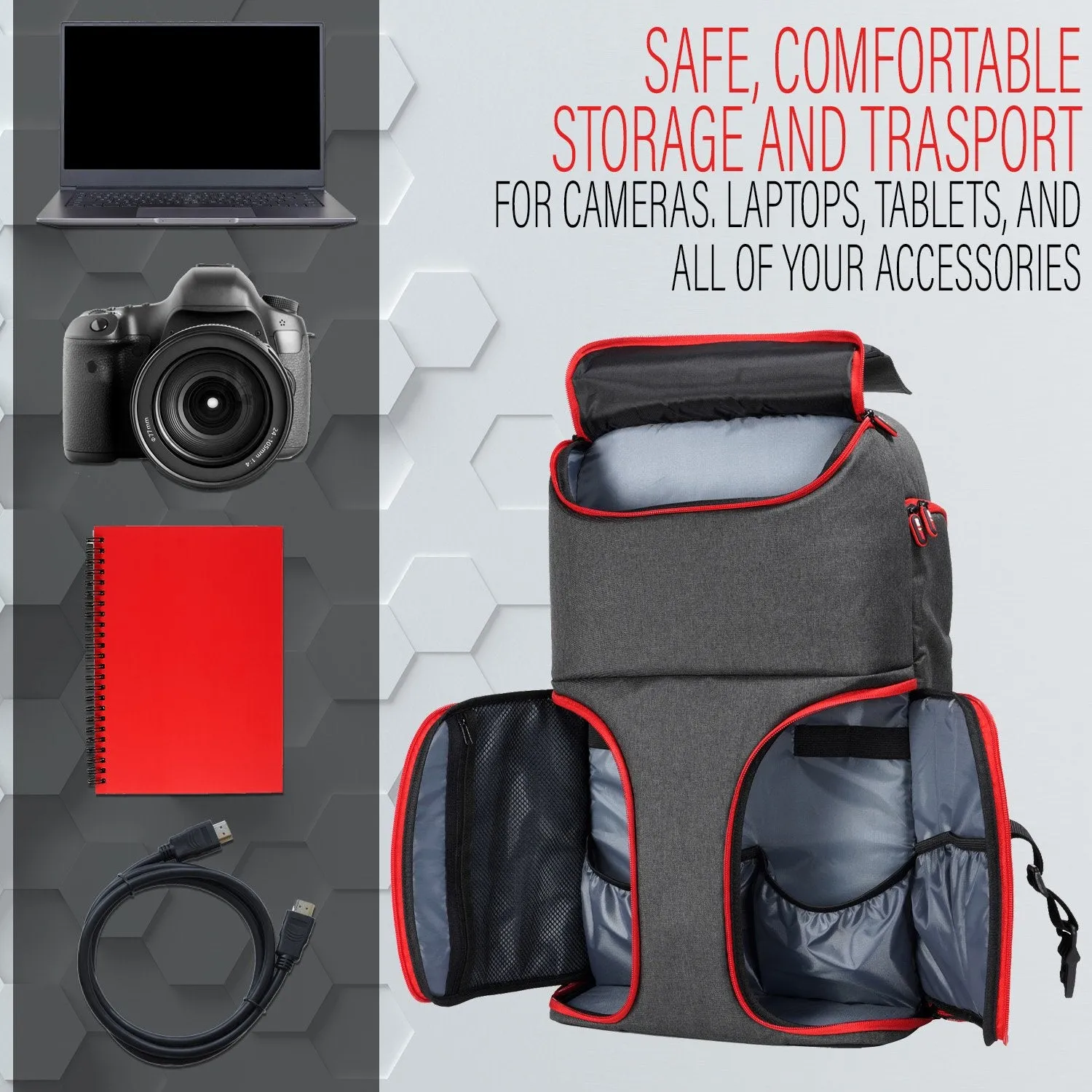 Deco Photo DSLR Photography Camera Backpack with Multiple Laptop/Tablet Slots, Lightweight