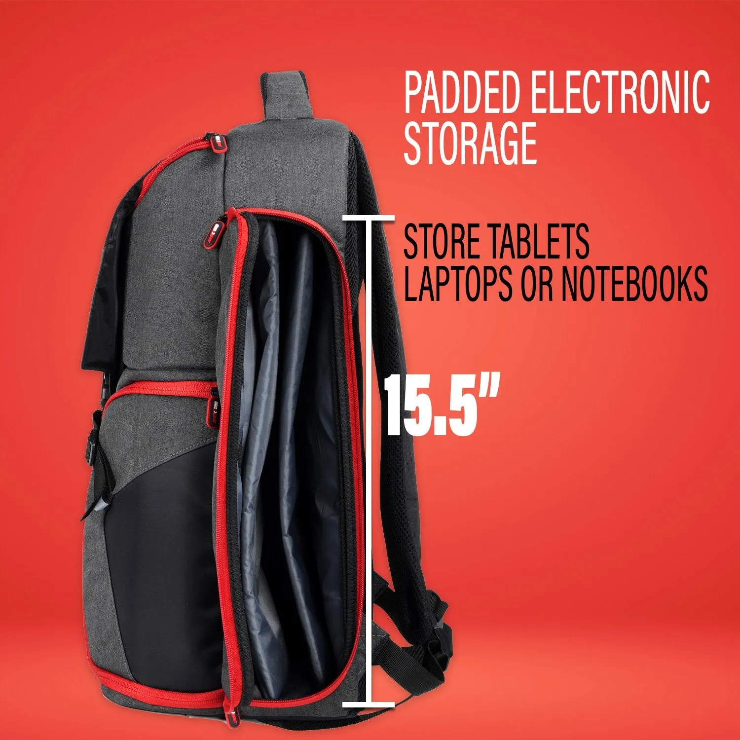 Deco Photo DSLR Photography Camera Backpack with Multiple Laptop/Tablet Slots, Lightweight