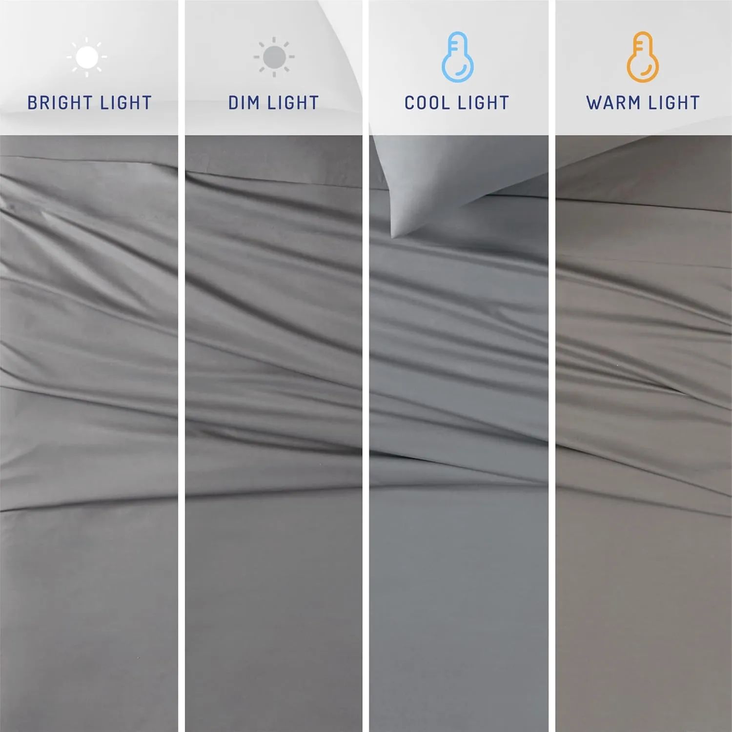DEGREES OF COMFORT Coolmax Cooling Sheets | Queen Size Bed Sheet Set for Hot Sleepers | Soft Fabric with Deep Pocket, Grey-4PC