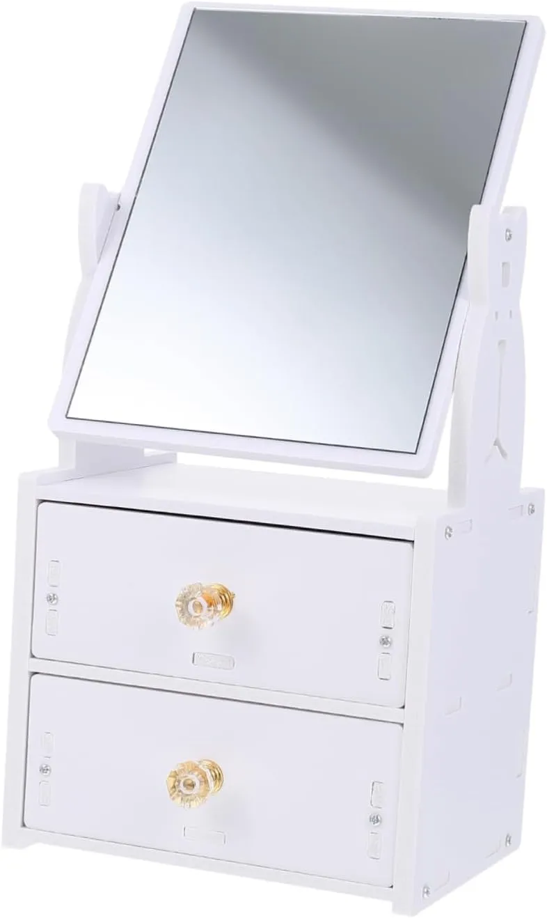 Desktop Cosmetic Mirror Storage Case Elegant Vanity Design for Home Use Sturdy Tabletop Makeup Organizer for Bedrooms Living Rooms and Dressing Tables