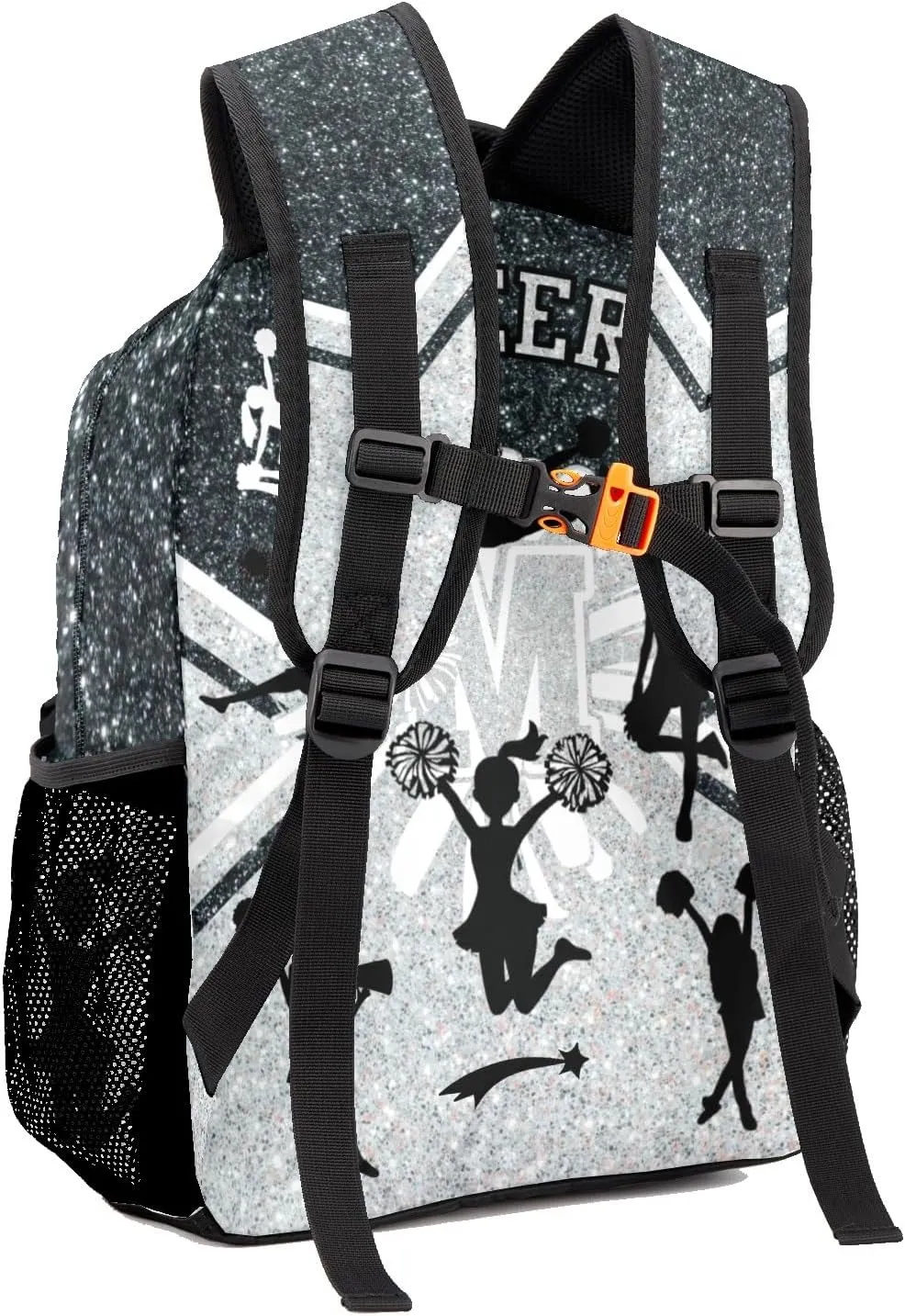 Deven Cheerleader Cheer Monogram Sliver Personalized Kids for Boy/Girl Teen Primary School Daypack Travel Bag Bookbag