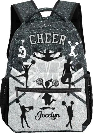 Deven Cheerleader Cheer Monogram Sliver Personalized Kids for Boy/Girl Teen Primary School Daypack Travel Bag Bookbag