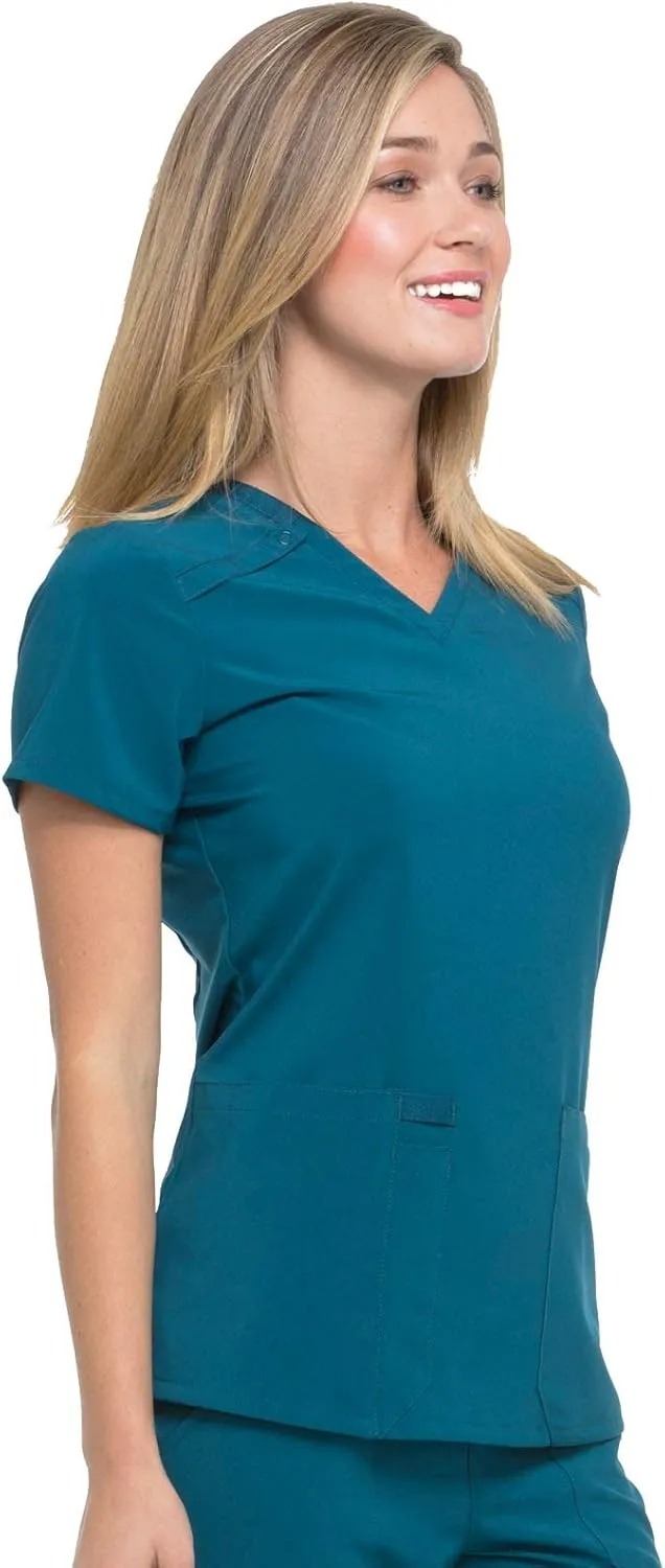 Dickies Women's Scrub Top V-Neck Top with 2 Pockets, Moisture Wicking and 360° Stretch Fabric - DK615