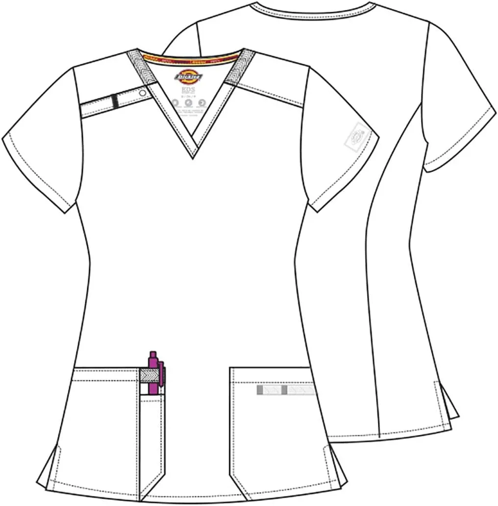 Dickies Women's Scrub Top V-Neck Top with 2 Pockets, Moisture Wicking and 360° Stretch Fabric - DK615