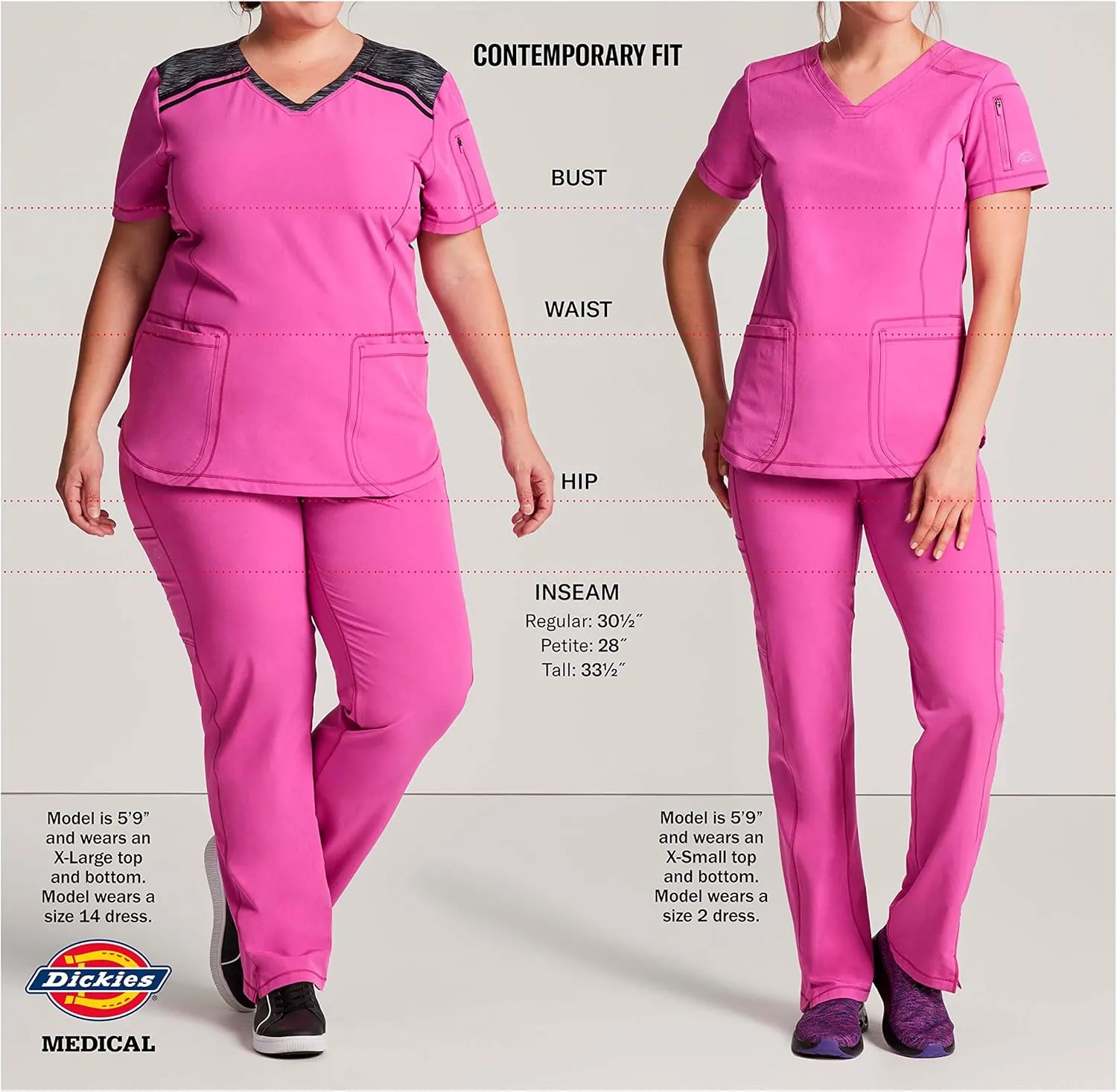Dickies Women's Scrub Top V-Neck Top with 2 Pockets, Moisture Wicking and 360° Stretch Fabric - DK615