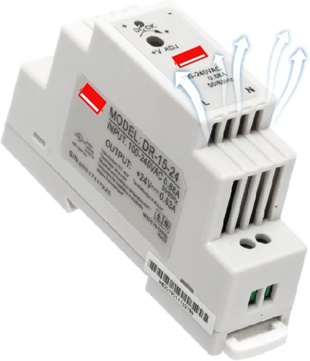 DIN Rail Switching Power Supply DR-15W 30W 45W 60W Single Output 5V 12V 24V AC DC Converter Power Switch Input 110/240VAC (Size : 12V, Color : 15W)