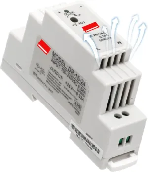 DIN Rail Switching Power Supply DR-15W 30W 45W 60W Single Output 5V 12V 24V AC DC Converter Power Switch Input 110/240VAC (Size : 12V, Color : 15W)
