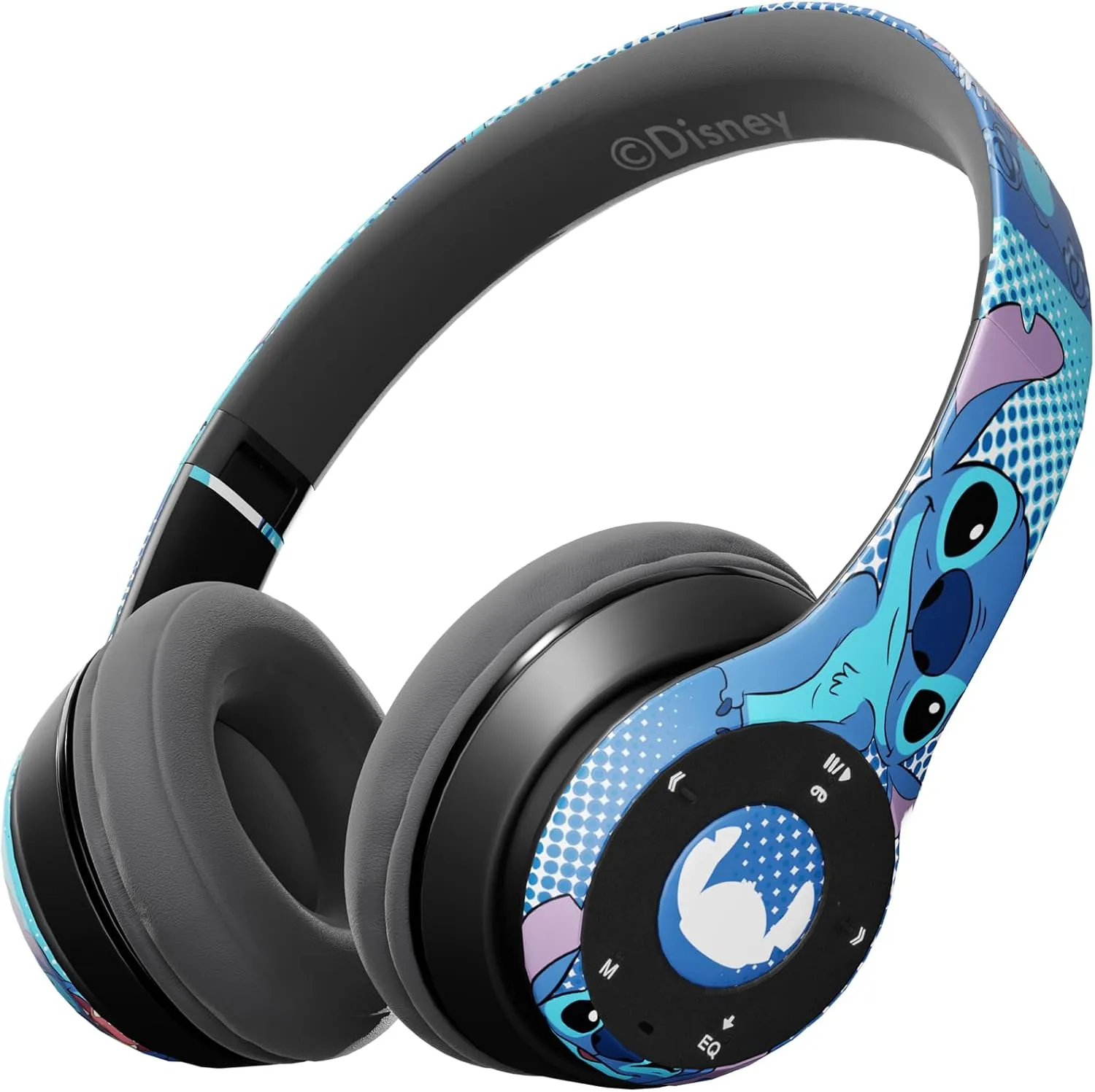 Disney Lilo & Stitch Expressions Bluetooth Over-Ear Headphones, Wireless Foldable Headset with Built-in Microphone - Stitch Expressions Design, for Adults and Kids