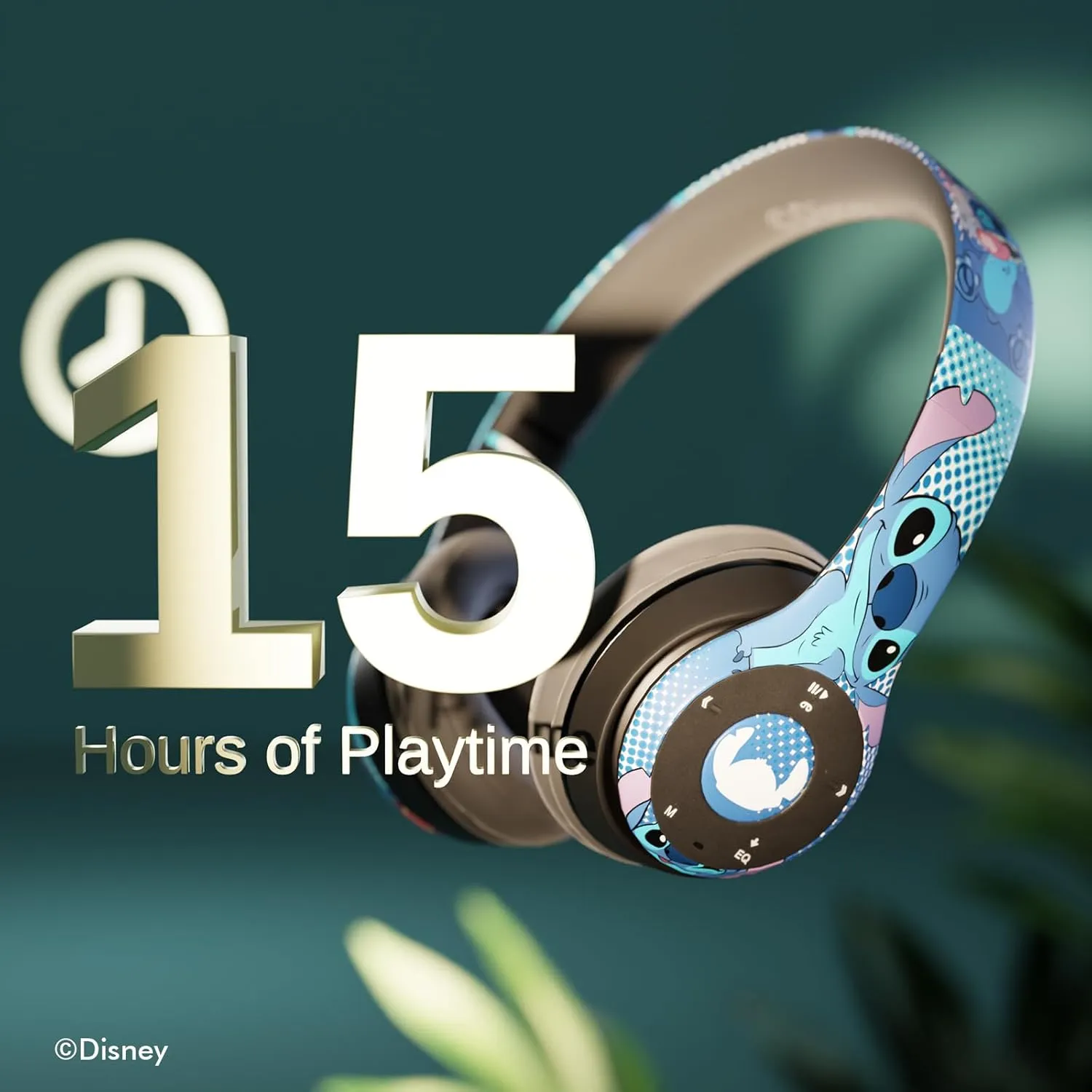 Disney Lilo & Stitch Expressions Bluetooth Over-Ear Headphones, Wireless Foldable Headset with Built-in Microphone - Stitch Expressions Design, for Adults and Kids