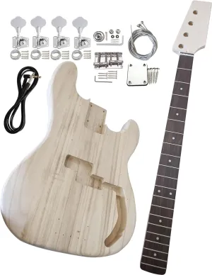 DIY Bass Guitar Kit Starter Kit PB Bass Style 4-String Right Hand Sycamore Body Hard Maple Neck Rosewood Fingerboard Chrome Hardware Create your own guitar.(BYXSZ-PB01)