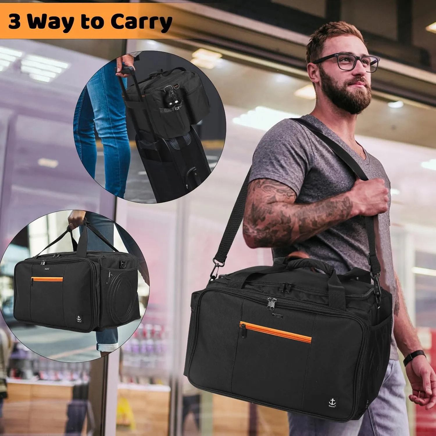 DJ Bag with 6 Removable Dividers，DJ cable bag with heavy oxford cloth & Padded Shoulder Strap，Gig bag for Professional DJ Gear, Musical Instrument and Accessories