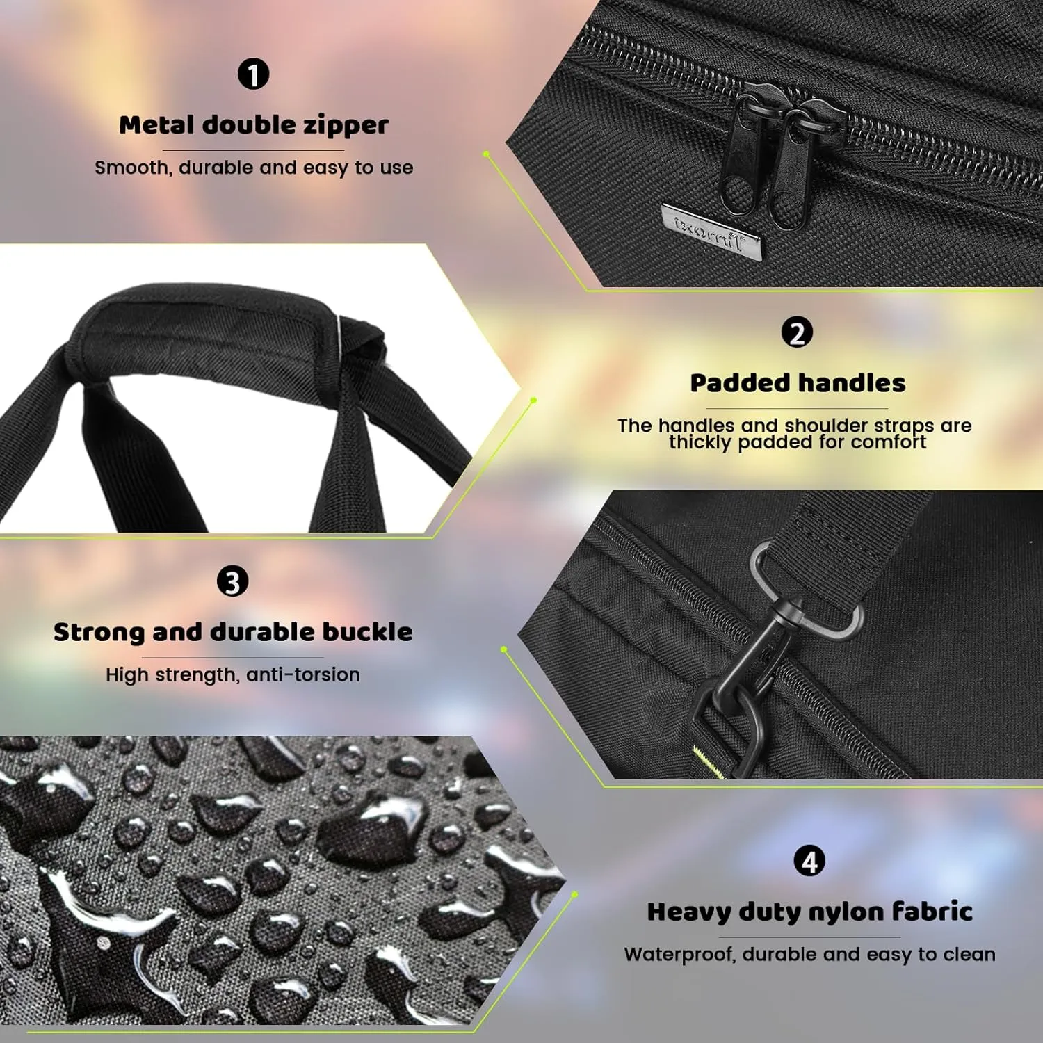 DJ Bag with 6 Removable Dividers，DJ cable bag with heavy oxford cloth & Padded Shoulder Strap，Gig bag for Professional DJ Gear, Musical Instrument and Accessories