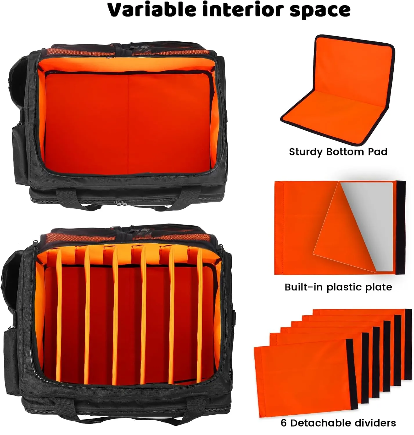 DJ Bag with 6 Removable Dividers，DJ cable bag with heavy oxford cloth & Padded Shoulder Strap，Gig bag for Professional DJ Gear, Musical Instrument and Accessories