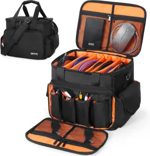 DJ Cable File Bag with 6 Detachable Dividers Gig Cable Bag for Cords,DJ Gear,Sound Instrument and Accessories 12"x8"x8"