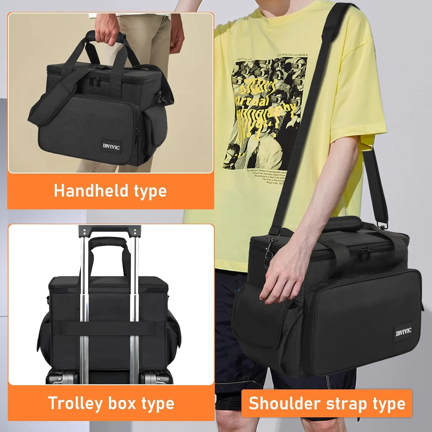 DJ Cable File Bag with 6 Detachable Dividers High Capacity Gig Cable Bag for Cords,DJ Gear,Sound Instrument and Accessories, Blue
