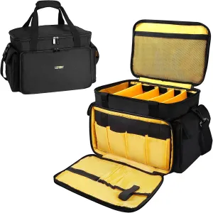 DJ Equipment Gig Bag Cable File Organizer Bag with Detachable Dividers and Padded Bottom,Travel Music Bag for Professional DJ Gear,Sound Equipment, Musical Instrument and Accessories
