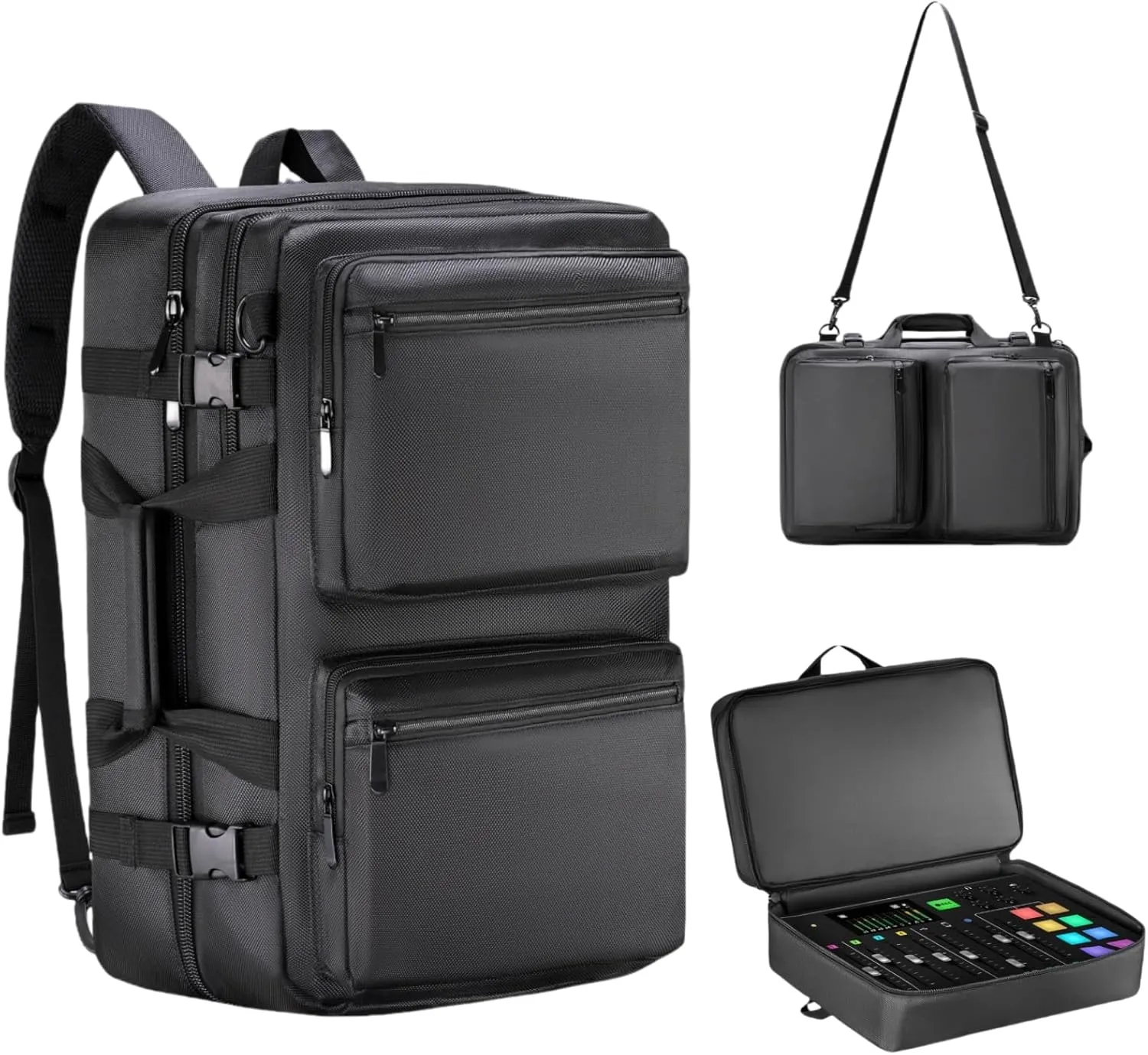 DJ Mixer Case Compatible with RODECaster Pro,RODECaster Pro II,RODECaster Duo,DJ Backpack with Multi-Pockets for DJ Equipment,Soft Audio Mixer Travel Bag|Rodecaster Pro 2 Case for Podcast Equipment