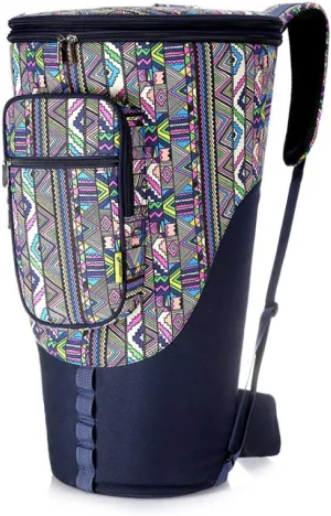 Djembe Bag Ethnic Style African Drum Bag for 8/12/13inch Zip Pocket Carry Handle Shoulder Straps,8inch