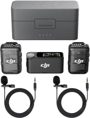 DJI Mic 2 (2 TX   1 RX   Charging Case), All-in-one Wireless Microphone, Intelligent Noise Cancelling, for iPhone, Android, Camera Bundle with, 2x Turnstile Omnidirectional Condenser Lavalier