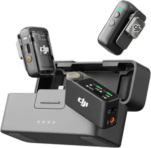 DJI Mic 2 (2 TX   1 RX   Charging Case), Wireless Lavalier Microphone, Intelligent Noise Cancelling, 32-bit Float Internal Recording, 820 ft.(250m) Range, Microphone for iPhone, Android, Camera