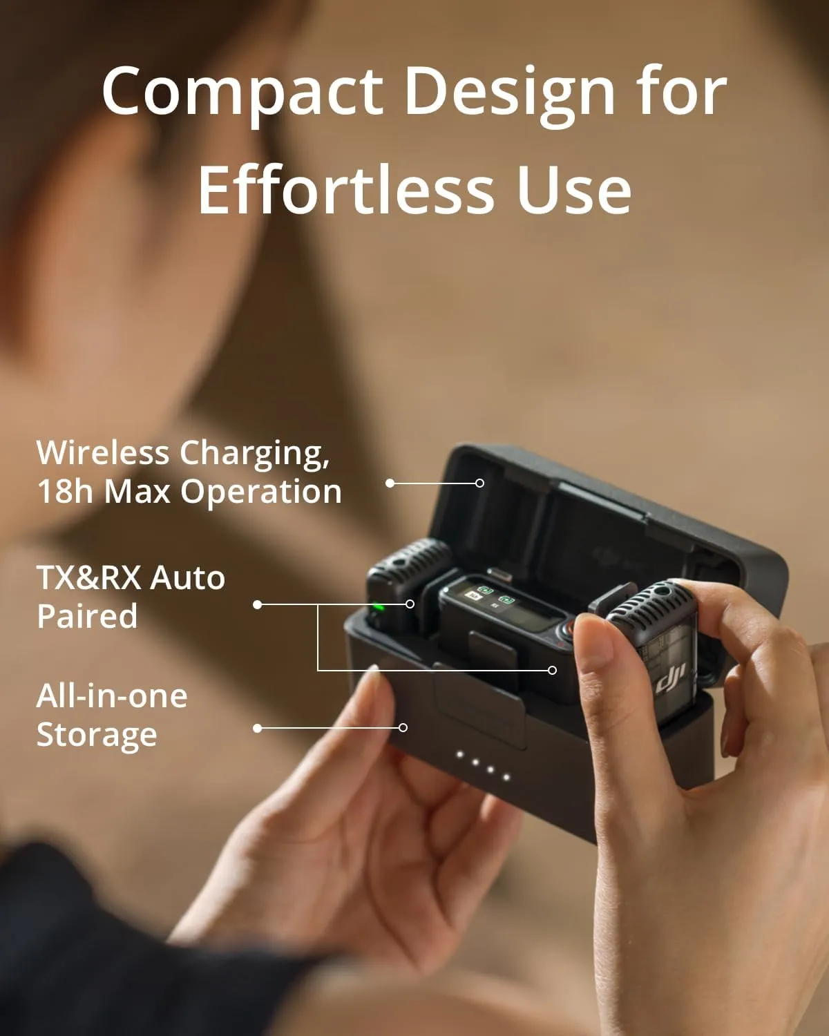 DJI Mic 2 (2 TX   1 RX   Charging Case), Wireless Lavalier Microphone, Intelligent Noise Cancelling, 32-bit Float Internal Recording, 820 ft.(250m) Range, Microphone for iPhone, Android, Camera