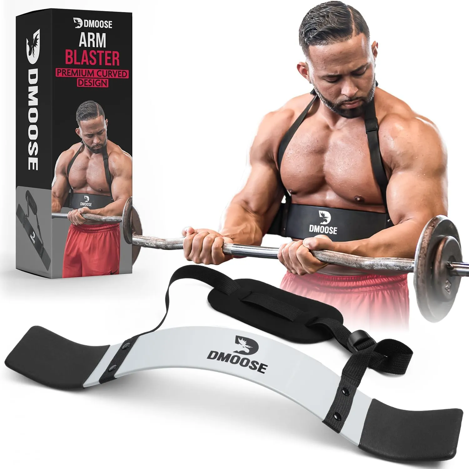 DMoose Fitness Arm Blaster for Biceps & Triceps, Premium Neck Padding Support with Adjustable Straps, Bicep Blaster for Strength Training, Biceps Workout Equipment