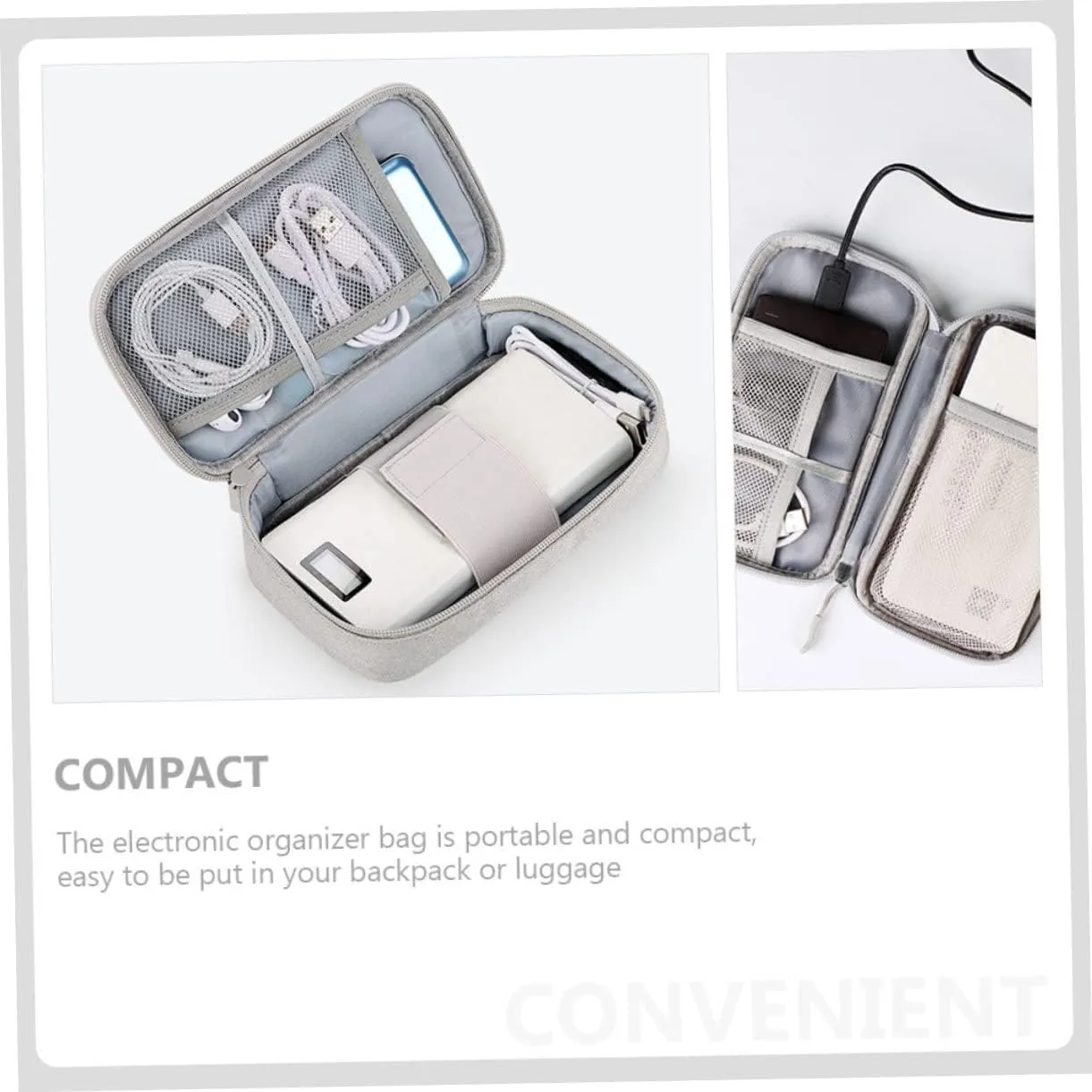 DOITOOL 3pcs Data Cable Storage Bag Charger Organizer Case Carrying Case Outdoor Bag Electric Wire Travel