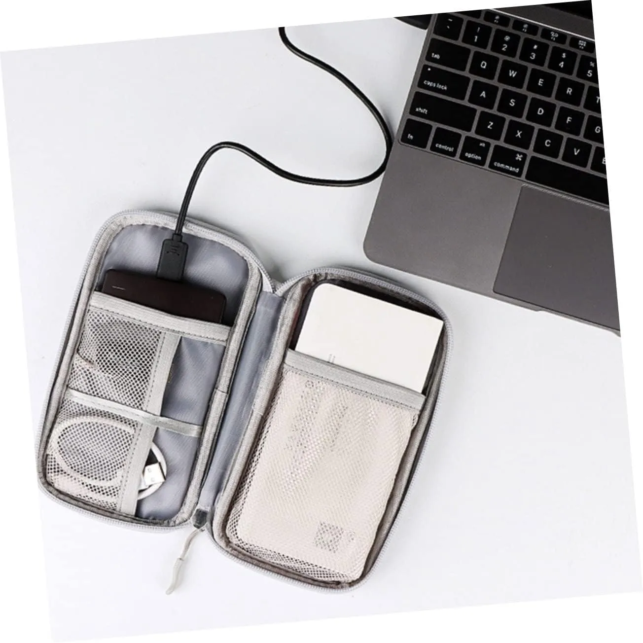 DOITOOL 3pcs Data Cable Storage Bag Charger Organizer Case Carrying Case Outdoor Bag Electric Wire Travel