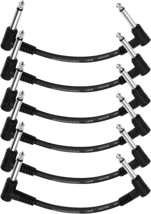 Donner 6 Inch Guitar Patch Cable Guitar Effect Pedal Cables Black 6 Pack