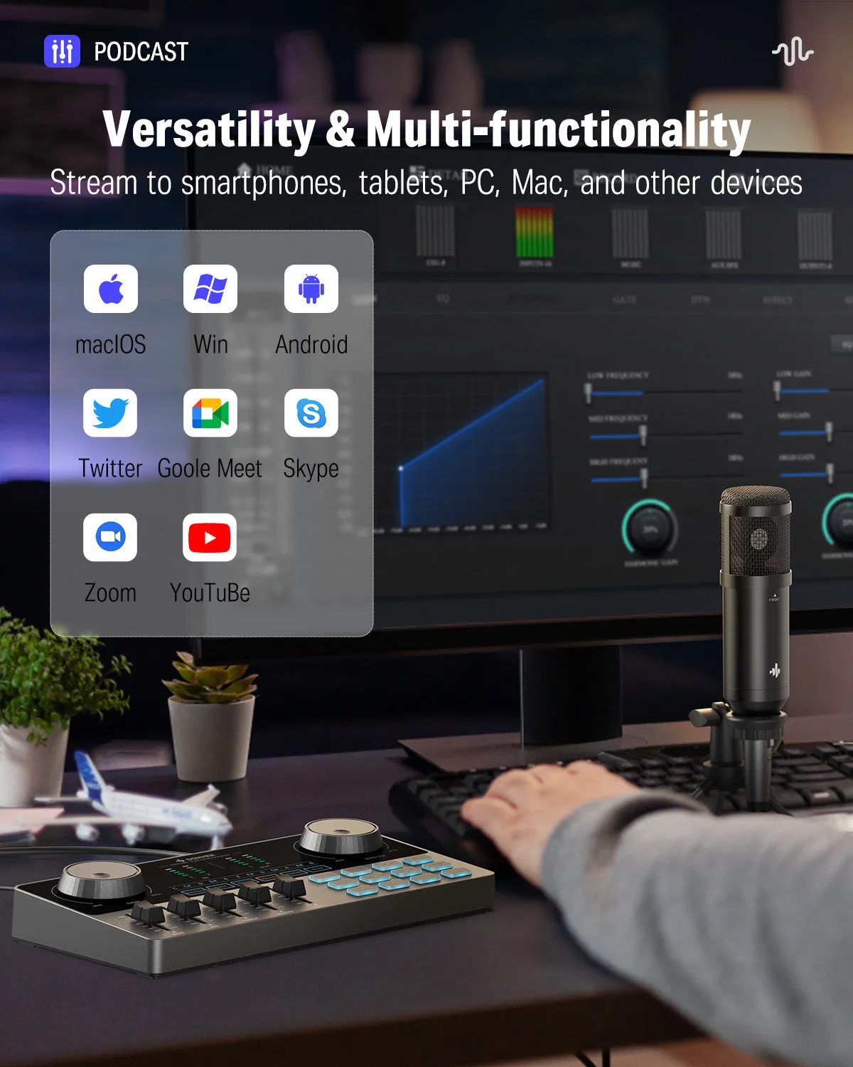 Donner Podcast Equipment Bundle Audio Interface with Sound Card Mixer and Microphone Kit