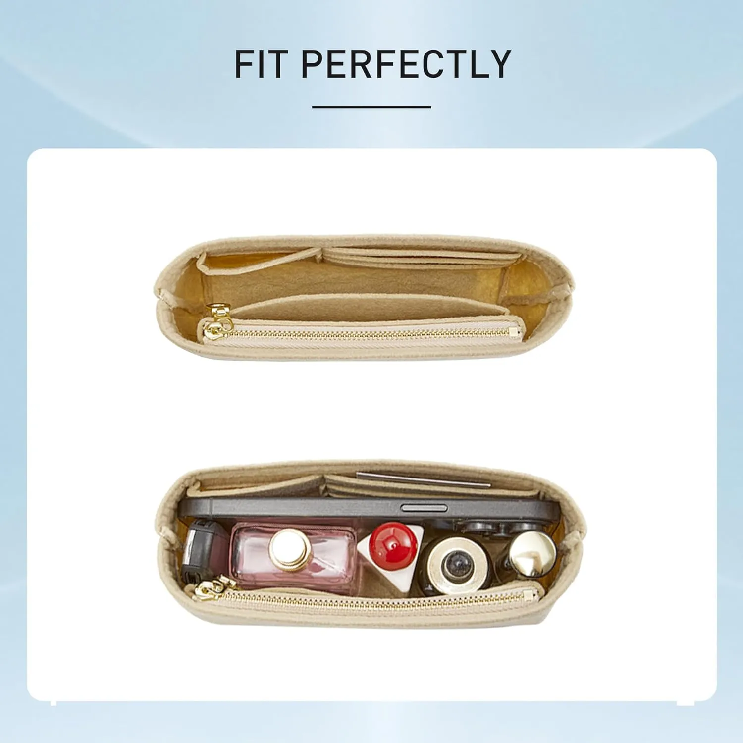 Doxo Longchamp Mini Organizer Insert,Suitable for Le pliage XS and More,Keeps Tote Handbags Shaped & Neat(Beige,Mini)