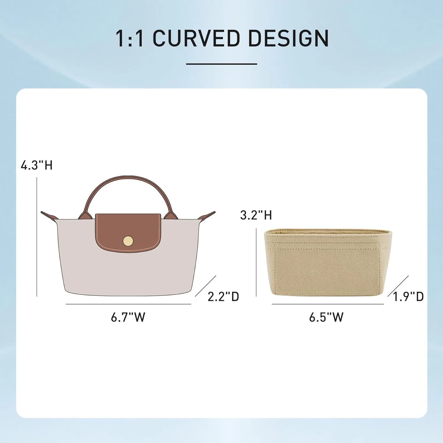 Doxo Longchamp Mini Organizer Insert,Suitable for Le pliage XS and More,Keeps Tote Handbags Shaped & Neat(Beige,Mini)