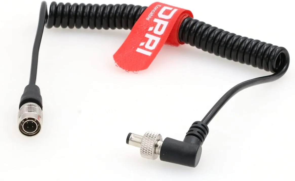 DRRI 4pin Hirose to Locking 2.1mm DC Coiled Cable for Video Devices PIX-E5 PIX-E7 PIX-E5H Atomos Ninja V Monitor, Lectrosonics LTBATELIM Battery