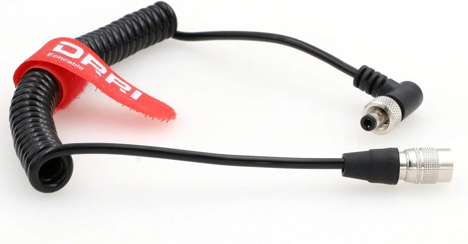 DRRI 4pin Hirose to Locking 2.1mm DC Coiled Cable for Video Devices PIX-E5 PIX-E7 PIX-E5H Atomos Ninja V Monitor, Lectrosonics LTBATELIM Battery