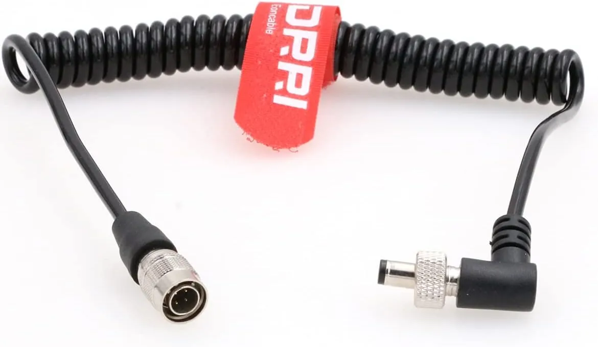 DRRI 4pin Hirose to Locking 2.1mm DC Coiled Cable for Video Devices PIX-E5 PIX-E7 PIX-E5H Atomos Ninja V Monitor, Lectrosonics LTBATELIM Battery