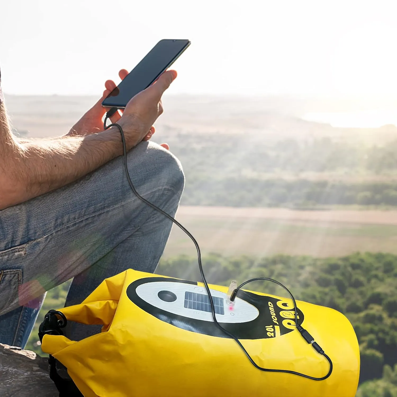 Dry Bag Waterproof with Solar Bluetooth Speaker & Light - 10L/20L Roll Top Dry Sack Keeps Gear Dry for Men Women Kayaking, Beach, Rafting, Boating, Hiking, Camping and Fishing