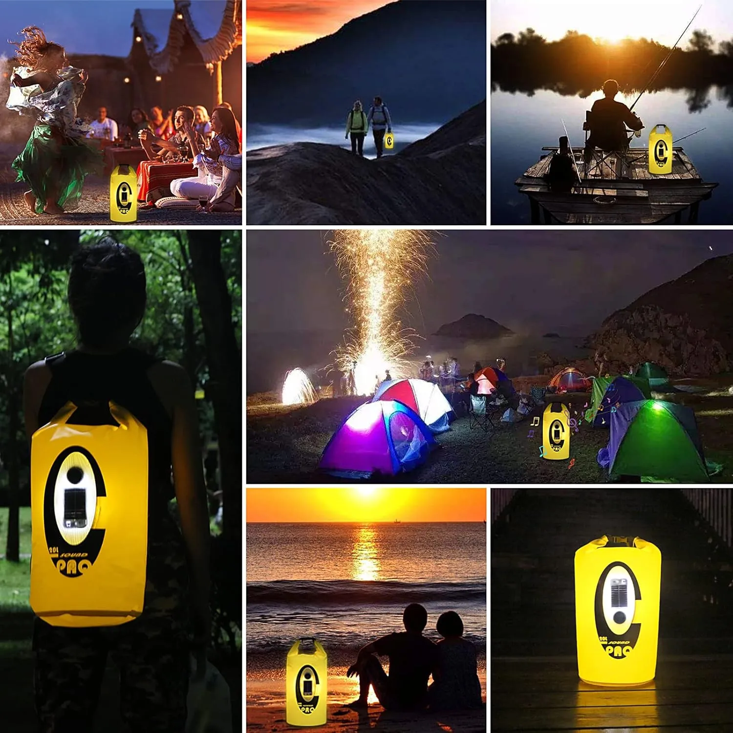 Dry Bag Waterproof with Solar Bluetooth Speaker & Light - 10L/20L Roll Top Dry Sack Keeps Gear Dry for Men Women Kayaking, Beach, Rafting, Boating, Hiking, Camping and Fishing