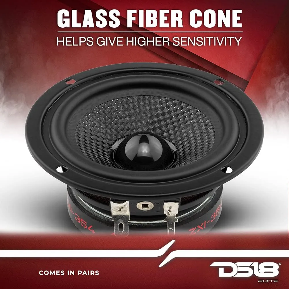 DS18 ZXI-354 3.5" Full Range Car Audio Speaker Upgrade with Kevlar Cone 120 Watts 4 Ohm Horn Woofer - Pair of 3.5 Speakers (2 Speakers)