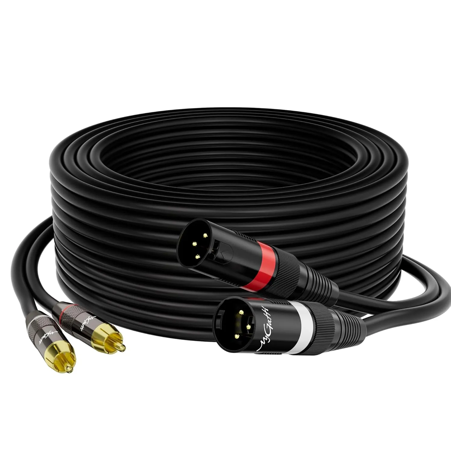 Dual XLR to 2 RCA Stereo Audio Cable 50 FT, Unbalanced 2 XLR to 2 RCA Male Interconnect Cable,【Zinc Alloy Shell, OFC, Gold-Plated Plug】for Home Theater, Microphone, Speaker, Amplifiers, HiFi Systems