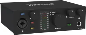 E1X2 OTG USB Audio Interface | XLR Mic Preamp, 48V Phantom Power, 24bit/192kHz, 8 DAW/6 Loopback Channels, PC & Mobile Recording, Dual Livestream, Zero-Latency Mixer, High-Res Playback(Black)