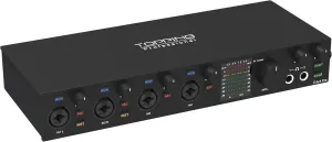 E4X4 Pre USB Audio Interface - Dual USB-C Ports, 24bit/192kHz, 4IN/4OUT, Dual Headphone Outputs, Low Noise, Real-Time Monitoring, Mixer, for PC, Mac, iPhone, Professional Recording(Black)
