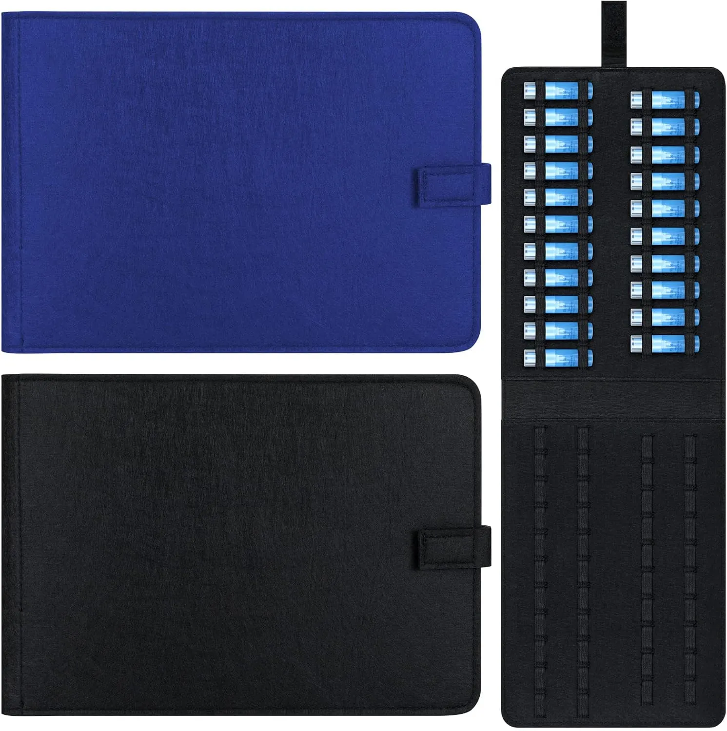 Eaasty 2 Pack Homeopathy Organizer Box Foldable Case Homeopathy Kit Storage Pouch Organizer Case Box Kit for 84 Tubes Home Travel Use, Black and Blue