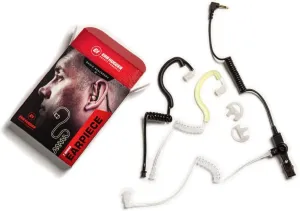 EarHugger® 3.5mm Angled Listen-Only Acoustic Tube Earpiece for Two-Way Radio Speaker Mic Jacks. Receive-only Headset with Earbud, Open Ear Inserts, Extra Tubes, Frame. Black Short 617-1N EH-EPT-1001