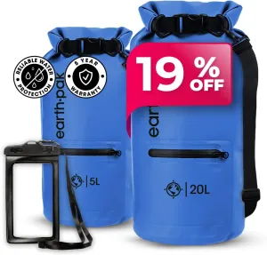 Earth Pak Waterproof Dry Bag with Zippered Pocket - Waterproof Dry Bag Backpack Keeps Gear Dry (5L Blue & 10L Blue)