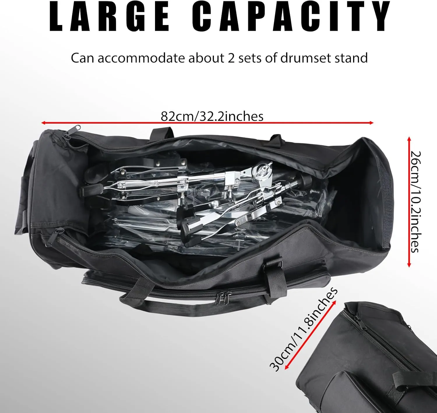 EASTROCK Drum Hardware Bag with Wheels Drum Set Hardware Carry Bag Drum Stand Accessory Bag(Black)