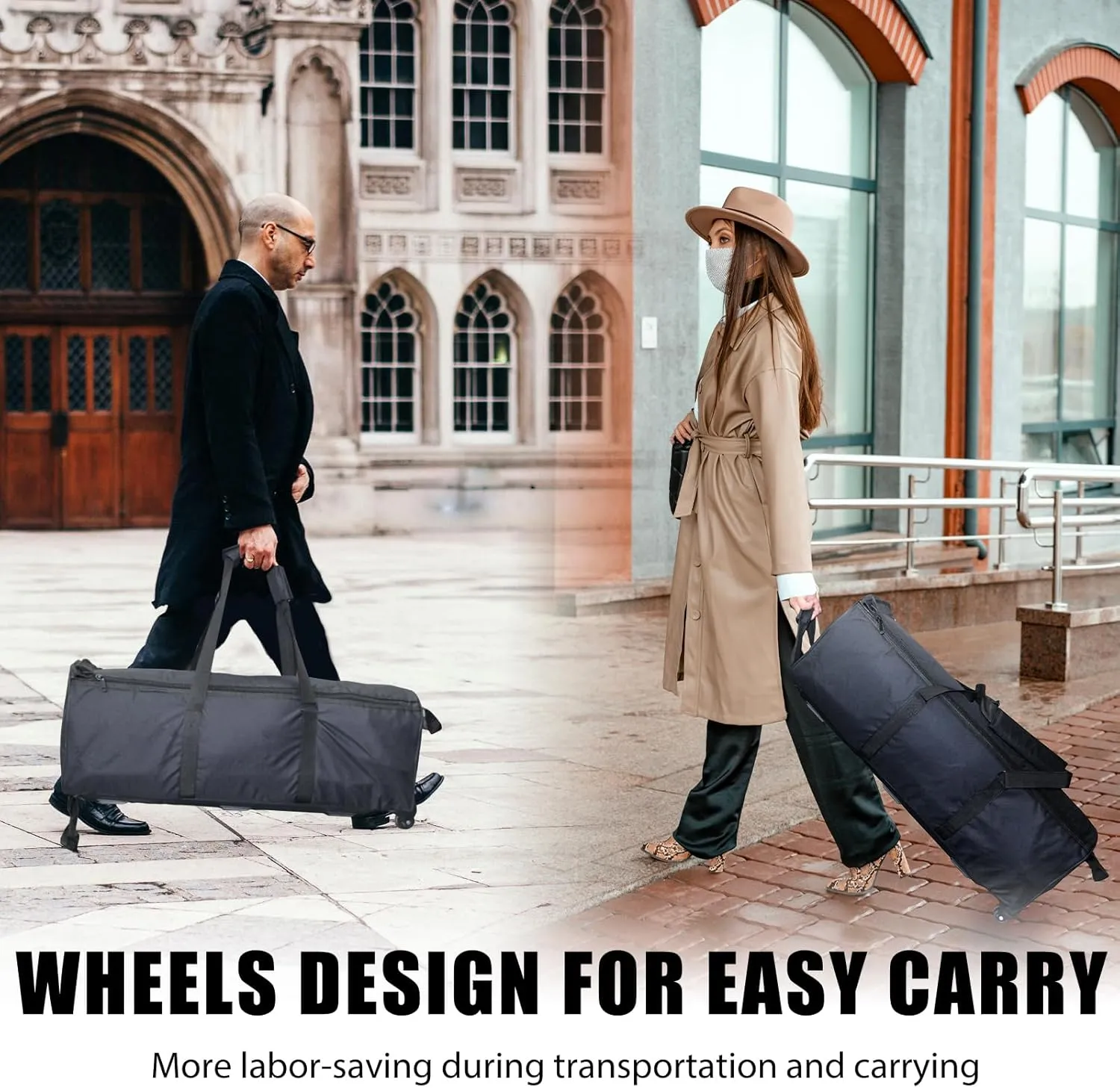 EASTROCK Drum Hardware Bag with Wheels Drum Set Hardware Carry Bag Drum Stand Accessory Bag(Black)