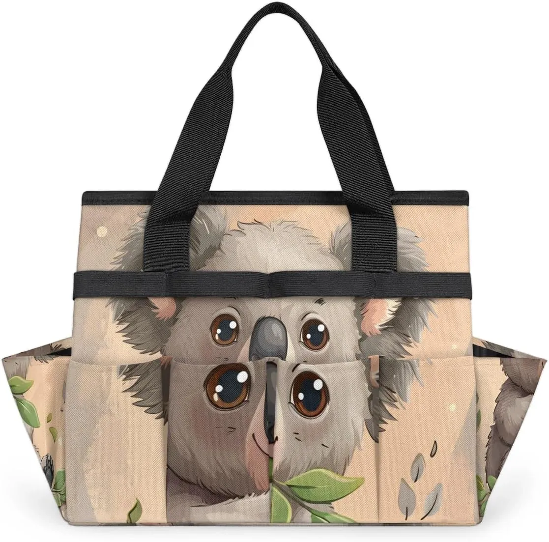 Eating Koala Gardening Tote Bag Greedy Koala Gardening Tool Bag Multi-Pocket Tool Bag with Handle Suitable for Indoor and Outdoor Gardening, Electrician, Technician