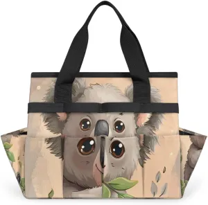 Eating Koala Gardening Tote Bag Greedy Koala Gardening Tool Bag Multi-Pocket Tool Bag with Handle Suitable for Indoor and Outdoor Gardening, Electrician, Technician